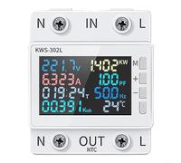 HavenDomicile Power Meter,8-in-1 AC Energy Meter 170-270V 63A DIN Rail Mount With Voltage Current Power Frequency Temperature Monitoring (KWS-302L)