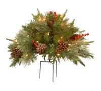 HavenDomicile Pre-Lit Artificial Christmas Tree Urn Filler With Warm White And Multi-Colour LED LightsWeather-Resistant For Holiday Décor(8 mode lights)