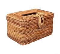 HavenDomicile Rattan Rectangular Tissue Box Home Storage Container Creative Holder Living Room Coffee Table Organiser Natural Material(B)