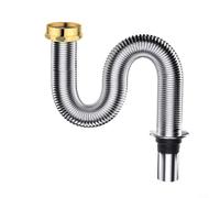 HavenDomicile Sink Drain Pipe Bathroom Sink Siphon Waste Drain Flexible Stainless Steel Pipe Hose For Kitchen Plumbing Fixtures 120Cm 150Cm(150cm)