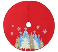 HavenDomicile Snowflake Christmas Tree Skirt Mat Cloth Decorative Base For Holiday Season With White And Red Design For Festive Home Décor(Red 90cm)