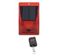 HavenDomicile Solar Powered Outdoor Security Alarm IP65 Waterproof PIR Motion Sensor Detection System With Remote Control 120dB LED Alarm Light For Garden Fence Warehouse(B)