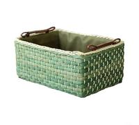 HavenDomicile Wicker Basket Straw Woven Storage Box for Coffee Table Living Room Home Organization Household Container(Small)