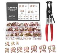 Havendro 100Pc Spring Hose Clamp 6-22mm 10 Sizes Clip + Hose Clamp Plier Havendro Multicolor