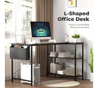 Havendro 120CM L Shaped Gaming Computer Desk Study Corner Table in Brown Havendro Brown
