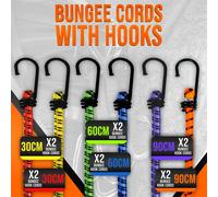 Havendro 12Pcs Bungee Cords Set with Hooks Elastic Luggage Straps in Orange | Size: 1000mm x 400mm Havendro Orange 1000mm x 400mm