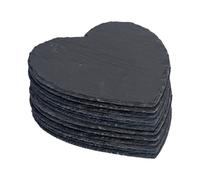 Havendro 12x Heart Slate Placemats 25cm Natural Rustic Dining Table Mats Set in Black Havendro Black