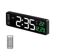 Havendro 16" LED Wall Clock Digital Desk Clock with Calendar Temperature in Black Havendro Black