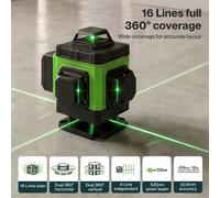 Havendro 16 Line Laser Level 4D Self Leveling Rotary Measure in Black | Size: 1000mm x 400mm Havendro Black 1000mm x 400mm