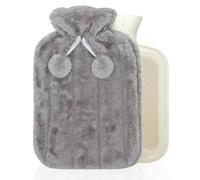 Havendro 1PC Hot Water Bottle With Fluffy Cover 2 Litre Rubber Bottle Bag in Grey Havendro Grey
