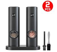 Havendro 2Pc Electric Salt & Pepper Grinder Adjustable Coarseness in Black Havendro Black