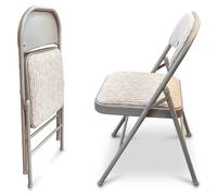 Havendro 2Pcs Strong Steel Frame Chair Fabric Padded Folding Office in Grey Havendro Grey