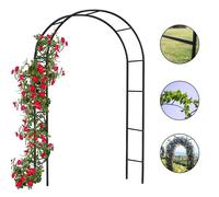 Havendro 2X 2.4M Garden Arch Trellis Arched Metal Tubular Frame in Black Havendro Black