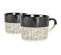 Havendro 2x Black 450ml Dipped Dash Stoneware Coffee Mugs Havendro Black
