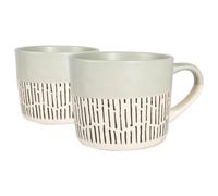Havendro 2x Grey 450ml Dipped Dash Stoneware Coffee Mugs Ceramic Cups Set Havendro Grey