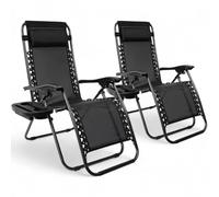 Havendro 2x Zero Gravity Sun Loungers Foldable Chairs in Black Havendro Black