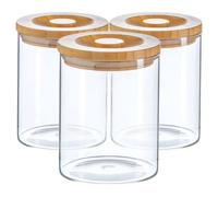 Havendro 3pc 750ml Glass Jar with Wooden Lid Airtight Storage Container in Clear Havendro Clear
