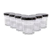 Havendro 6x 30ml Glass Jam Jars with Black Lids Chutney Preserve Honey Storage in Clear Havendro Clear