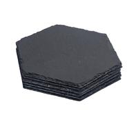 Havendro 6x Hexagon Slate Placemats 30x26cm Natural Dining Table Mats Set in Black | Size: 30x26 cm Havendro Black 30x26 cm