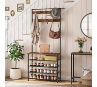 Havendro 9 Hooks Hall Tree Coat Rack With Shoe Storage in Black Havendro Black