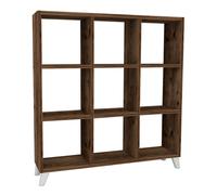 Havendro Burnt Oak 9 Cube Bookcase Storage Cabinet with Legs in Dark Brown Havendro Dark Brown