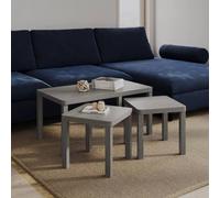 Havendro Cedar Grey Coffee Tables Set of 3 Nesting Wooden in Pale Grey Havendro Pale Grey