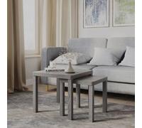 Havendro Cedar Grey Nesting Tables Set of 2 Square Wooden in Pale Grey Havendro Pale Grey