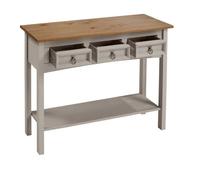 Havendro Console Table Grey 3 Drawer Wax Solid Pine Hall in Light Grey Havendro Light Grey