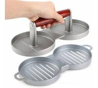 Havendro DOUBLE Metal Heavy Duty Non-stick Burger Press Mold Grill in Silver Havendro Silver