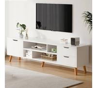 Havendro High Gloss TV Stand Cabinet with 1 Door & 4 Shelve in White Havendro White