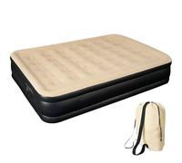 Havendro High Raised Inflatable Queen Sized Air Bed Mattress Built in Pump Bed in Beige Havendro Beige