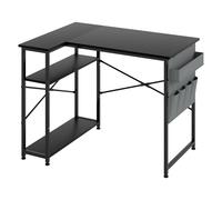 Havendro Levede L-shaped Gaming Desk - Corner Table with 2 Storage Shelves in Black Havendro Black