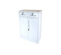 Havendro Metal Storage Cabinet - 2 Door, 2 Drawer, 1 Shelf, 80x40x92cm, White | Size: 80 x 40 x 92 cm Havendro White 80 x 40 x 92 cm