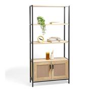 Havendro Rattan Effect Bookcase for Living Room, Bookshelf with 3 Open Shelves Havendro Multicolor