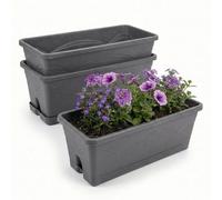 Havendro Rectangular Garden Planters Long Trough Plant Pots with Tray in Dark Grey Havendro Dark Grey