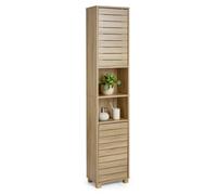 Havendro Tall Bathroom Cabinet Oak Wood Effect Bathroom Tallboy Storage in Light Oak Havendro Light Oak