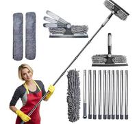 Havendro Telescopic Extendable Window Cleaner Equipment Glass Cleaning 4.5m Squeegee - Gray - 2 in 1 Cleaning Tool - 15