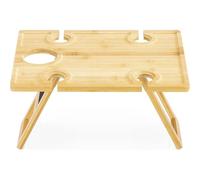 Havendro Wine Picnic Table Bamboo Outdoor Beach Tray glass Bottle Holder in Natural Havendro Natural