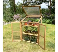 Havendro Wooden Polycarbonate Growhouse Cold Frame Mini Greenhouse in Natural Havendro Natural