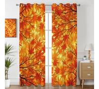 Havenix Autumn Maple Leaf Blackout Curtains for Bedroom Living Room, Eyelet Curtains 46x54, Thermal Insulated Drapes for Windows, Fall Tree Branch Patterned Window Treatments, 2 Panels