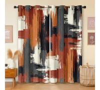 Havenix Burnt Orange Rust Blackout Curtains for Bedroom Living Room, Abstract Brushstroke Patterned Curtains 66x54, Thermal Insulated Eyelet Drapes for Windows, 2 Panels
