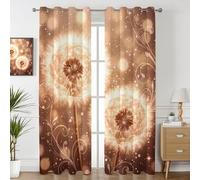 Havenix Dreamy Dandelion Blackout Curtains for Bedroom Living Room, Eyelet Curtains 183cm Drop, Thermal Insulated Drapes for Windows, Sparkling Floral Patterned Window Treatments, 2 Panels