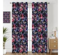 Havenix Galaxy Moth Blackout Curtains for Bedroom Living Room, 90 inch Drop Curtains 90x90, Thermal Insulated Eyelet Drapes for Windows, Occult Moon and Crystal Patterned Window Treatments, 2 Panels