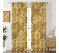 Havenix Gold Oriental Botanical Blackout Curtains for Bedroom Living Room, Vintage Chinoiserie Patterned Curtains 66x72, Thermal Insulated Eyelet Drapes for Windows, 2 Panels