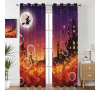 Havenix Haunted House Blackout Curtains for Bedroom Living Room, Witch and Castle Patterned Curtains 46x72, Thermal Insulated Eyelet Drapes for Windows, 2 Panels