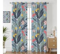 Havenix Pastel Floral Blackout Curtains for Bedroom Living Room, Wildflower Botanical Patterned Curtains 66x54, Thermal Insulated Eyelet Drapes for Windows, 2 Panels