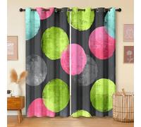 Havenix Retro Polka Dot Blackout Curtains for Bedroom Living Room, Colorful Spotty Patterned Curtains 46x72, Thermal Insulated Eyelet Drapes for Windows, 2 Panels
