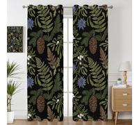 Havenix Winter Botanical Blackout Curtains for Bedroom Living Room, Fern and Pinecone Patterned Curtains 46x90, Thermal Insulated Eyelet Drapes for Windows, 2 Panels