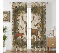 Havenix Woodland Animals Blackout Curtains for Bedroom Living Room, Deer and Fox Patterned Curtains 52x84, Thermal Insulated Eyelet Drapes for Windows, 2 Panels