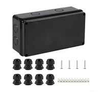HavenlyCove Black IP65 Waterproof Junction Box ABS Electrical Enclosure Kit with Glands and Terminal Strips for Home Garden Wiring 150x110x70mm